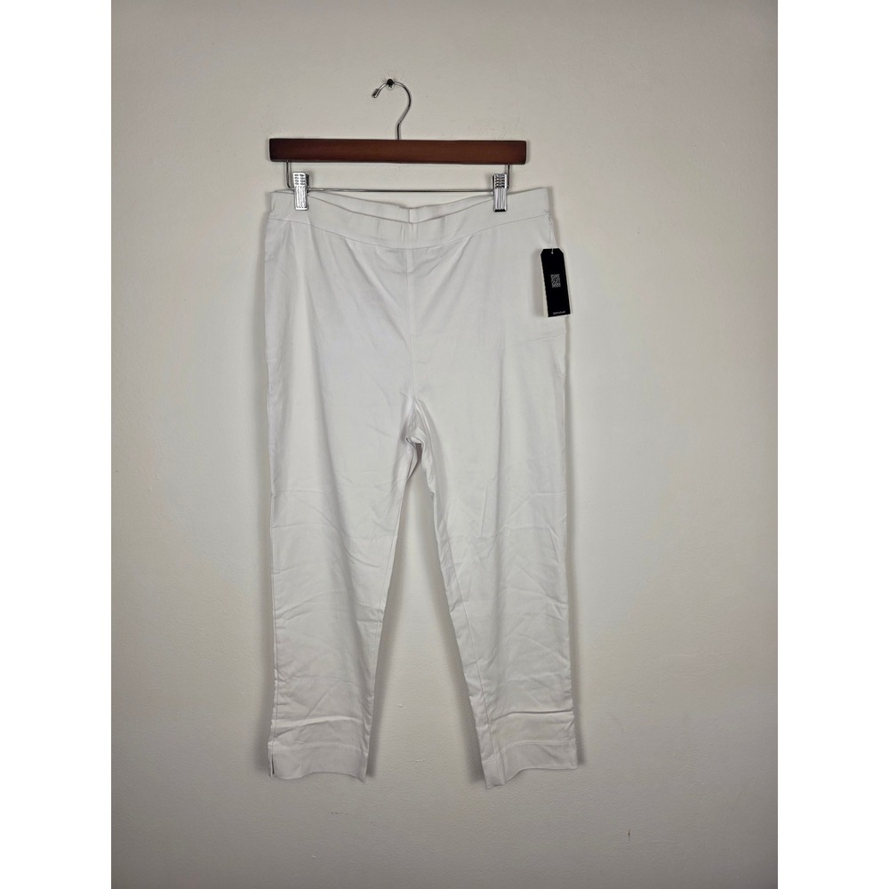 Clara Sun Woo NWT‎ White Capri Pants XL Womens Casual Elastic Waist
